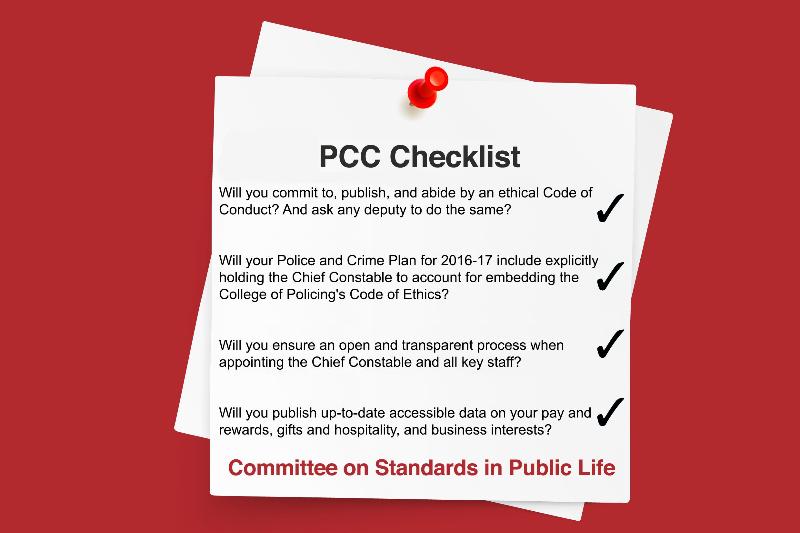 Ethics body invites PCC candidates to sign up to a ‘standards checklist’