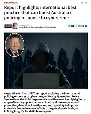 Screenshot of QPS DCI Michael Newman's Churchill Trust article