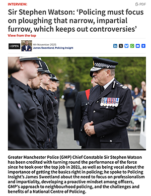 Screen shot of Sir Stephen Watson interview