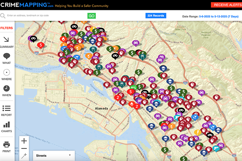 Crime mapping Oakland California