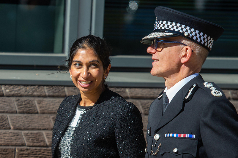 Home Secretary Suella Braverman with Met Police Commissioner Sir Mark Rowley