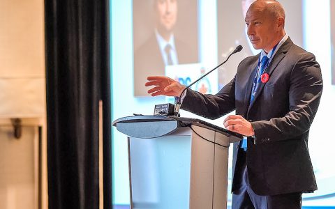 Chief Rich Johnston of Barrie Police Service speaking at the Building Bridges Conference