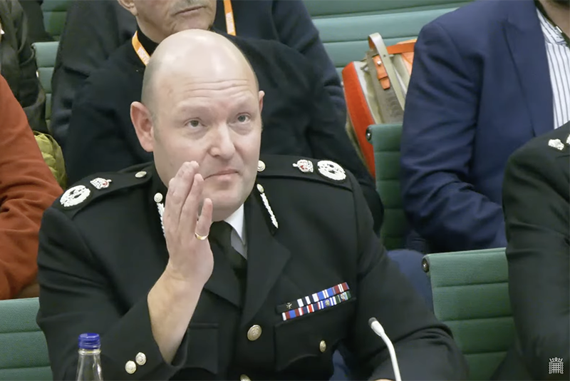West Midlands Chief Constable Craig Guildford giving evidence to the HAC