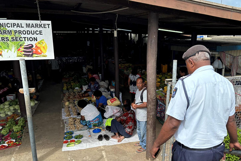 Police officer at Labassa market in Fiji