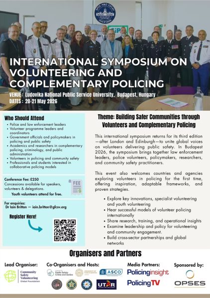 International Symposium on Volunteering and Complementary Policing leaflet