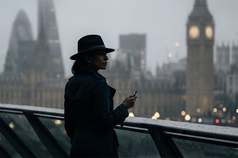 Kavitha Vipulananda on a Thames Bridge near Big Ben