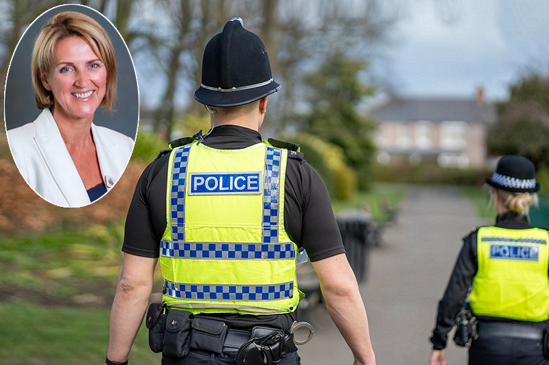 Northumbria neighbourhood policing officers with AIO Joscelin Lawson inset