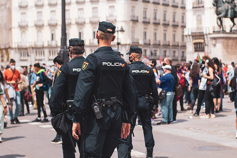 Police officers on patrol in Madrid city centre