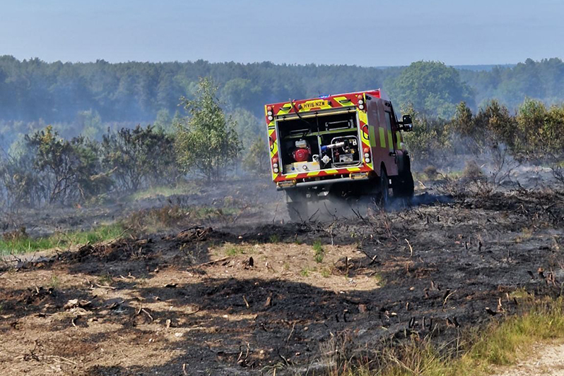 Fire crews tackling a UK wildfire