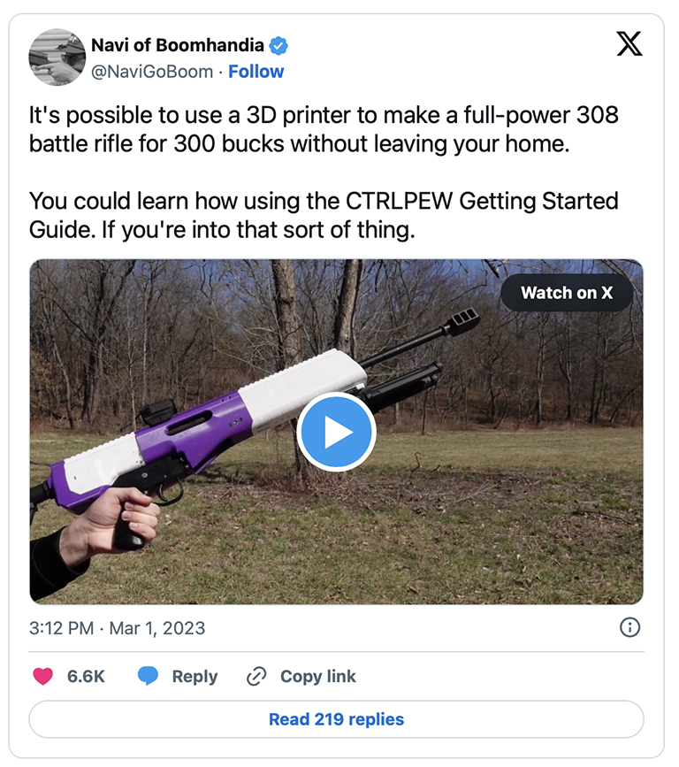X Post on 3-D printed guns
