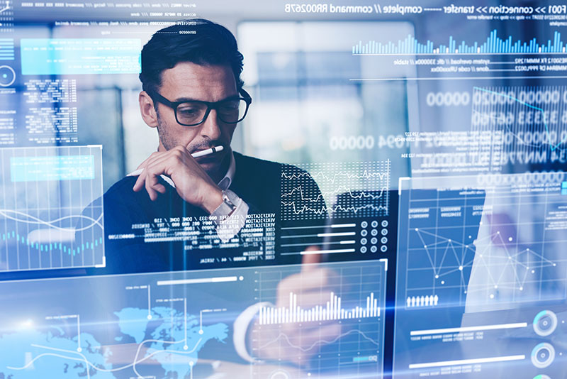 Businessman working with modern interface