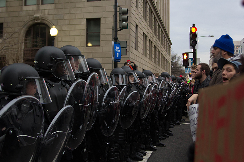 Demonstrators march, block foot traffic and clash with U.S. Capitol Police