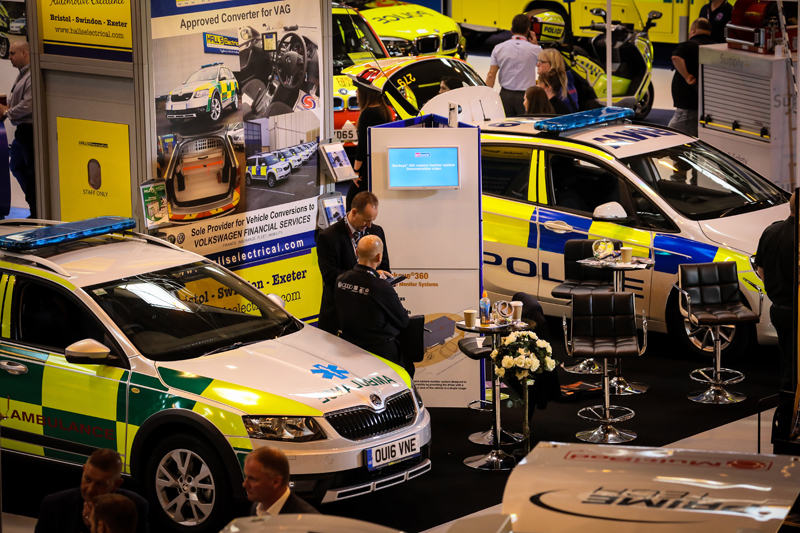 Police vehicles on display at ESS
