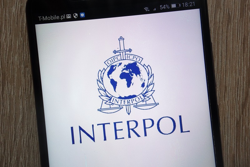 mobile phone showin interpol page