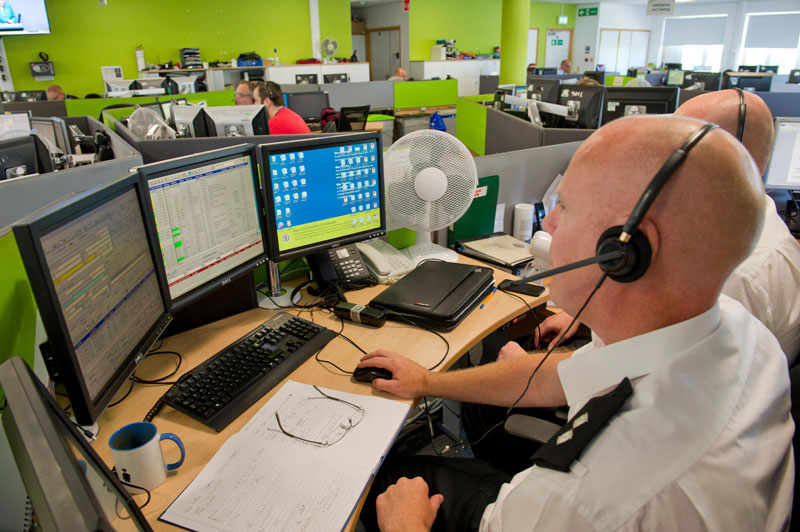 PBJEB6 Avon & Somerset Police headquarters,showing the Communications (Comms) Room,where all operations are controlled