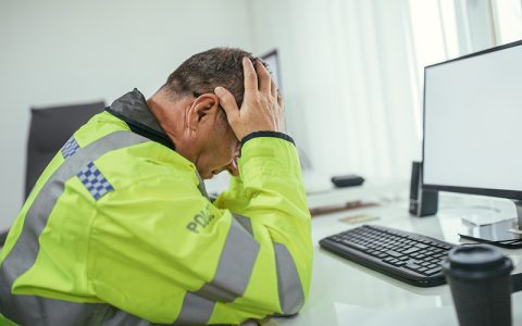 Stressed police officer