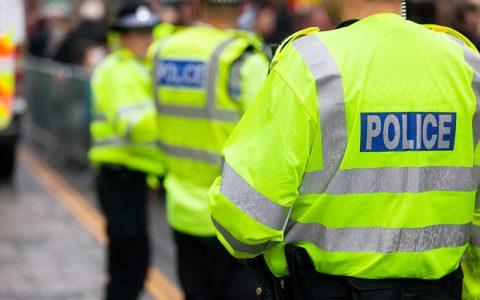 Police officers in hi-vis jackets