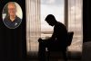 thoughtful man in a dark room with head down, Portrait of thoughtful sad man alone. prayer, Fear, sadness, abuse, depression, addiction.