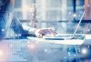 Man Typing Keyboard Laptop Hand. Digital technology, police digital transformation